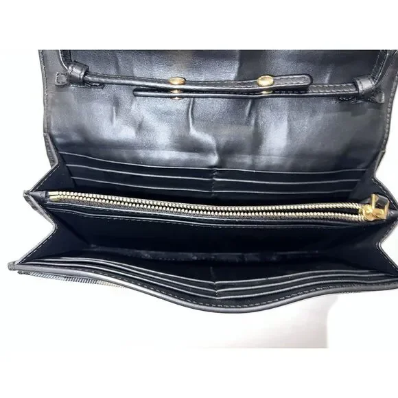 Burberry Henley Check Leather Wallet On Chain Black Shoulder Crossbody Bag - Picture 5 of 15